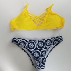 Yellow and blue bikini